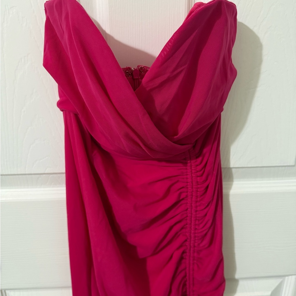 Hello Molly Strapless Pink Ruched Dress - Picture 4 of 4